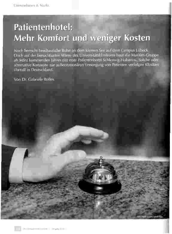 Vorschauseite 1: Patientenhotel: Mehr Komfort und weniger Kosten