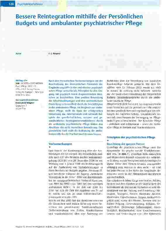 Vorschauseite 1: Bessere Reintegration mithilfe der Persönlichen Budgets und ambulanter psychiatrischer Pflege