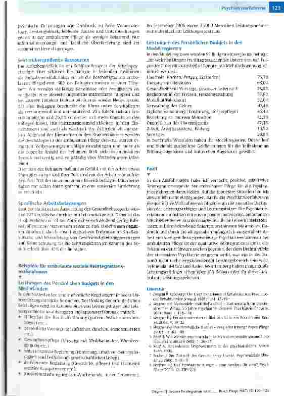 Vorschauseite 4: Bessere Reintegration mithilfe der Persönlichen Budgets und ambulanter psychiatrischer Pflege