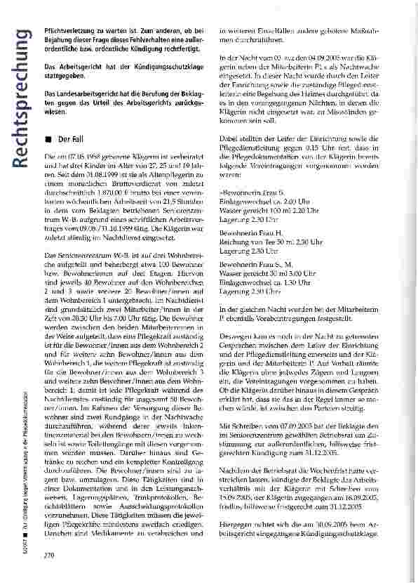 Vorschauseite 2: Zur Kündigung wegen Voreintragung in der Pflegedokumentation
