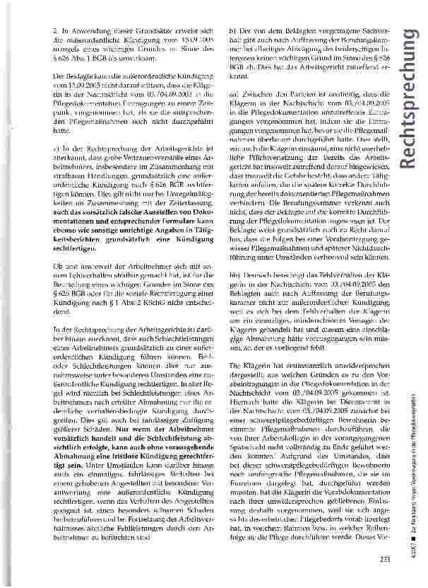 Vorschauseite 5: Zur Kündigung wegen Voreintragung in der Pflegedokumentation