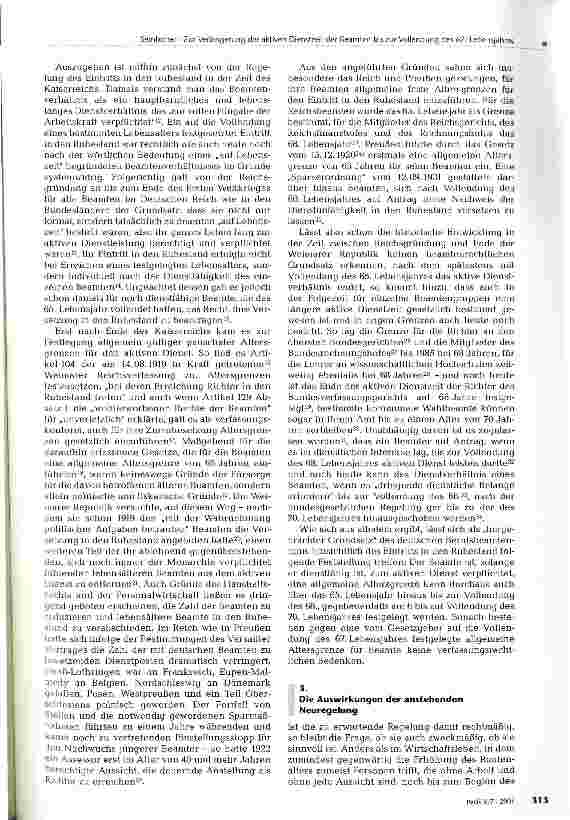 Vorschauseite 2: Zur Verlängerung der aktiven Dienstzeit der Beamten bis zur Vollendung des 67. Lebensjahres