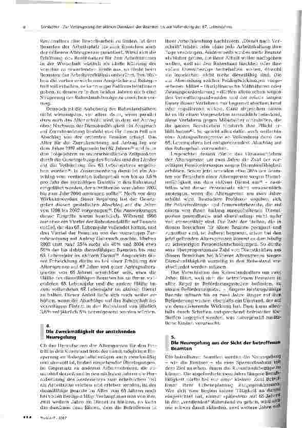 Vorschauseite 3: Zur Verlängerung der aktiven Dienstzeit der Beamten bis zur Vollendung des 67. Lebensjahres