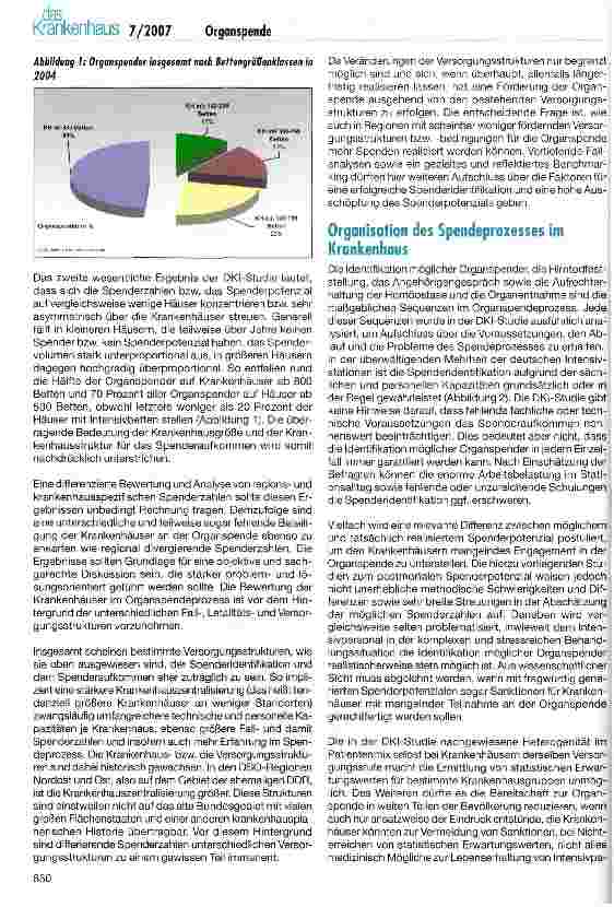 Vorschauseite 2: Organspendesituation in deutschen Krankenhäusern