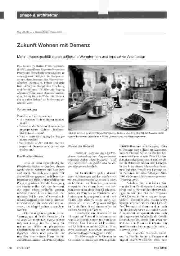 Vorschauseite 1: Zukunft Wohnen mit Demenz