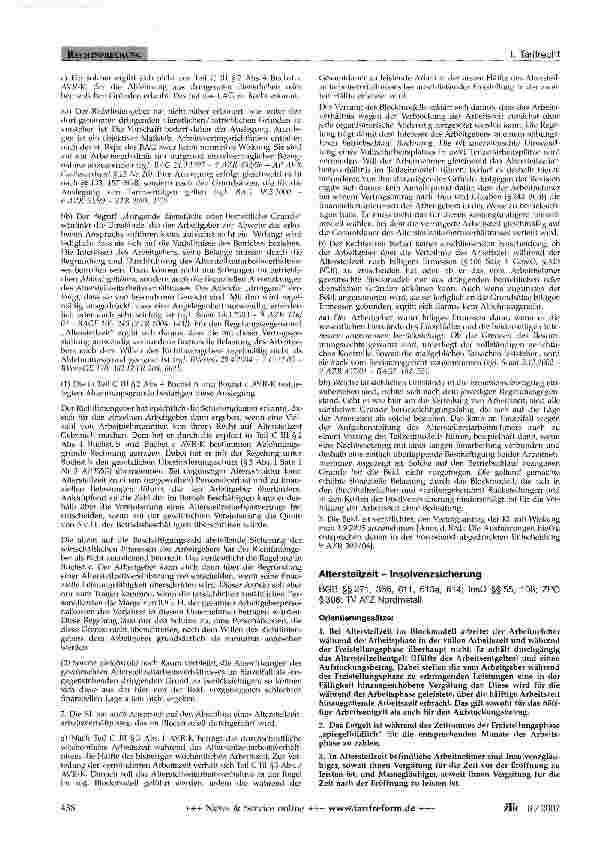 Vorschauseite 3: Altersteilzeit - rückwirkender Abschluss -Überforderungsschutz - Anspruch auf Blockmodell - Ermessensentscheidung