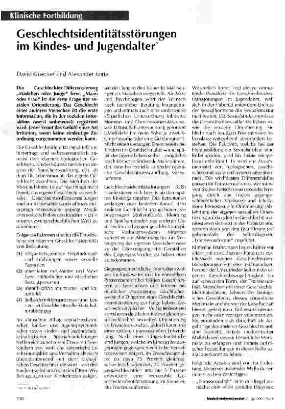 Vorschauseite 1: Geschlechtsidentitätsstörungen im Kindesund Jugendalter