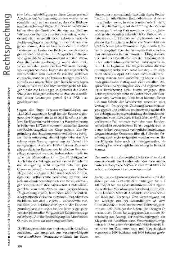 Vorschauseite 5: Kein Anspruch auf Zahlungen für Erbringung von häuslicher Krankenpflege, wenn zwingender Beitritt zu Rahmenverträgen mit der Krankenkasse nicht erfolgt