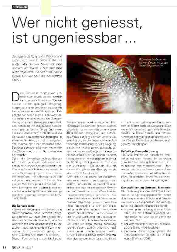 Vorschauseite 1: Wer nicht geniesst, ist ungeniessbar...
