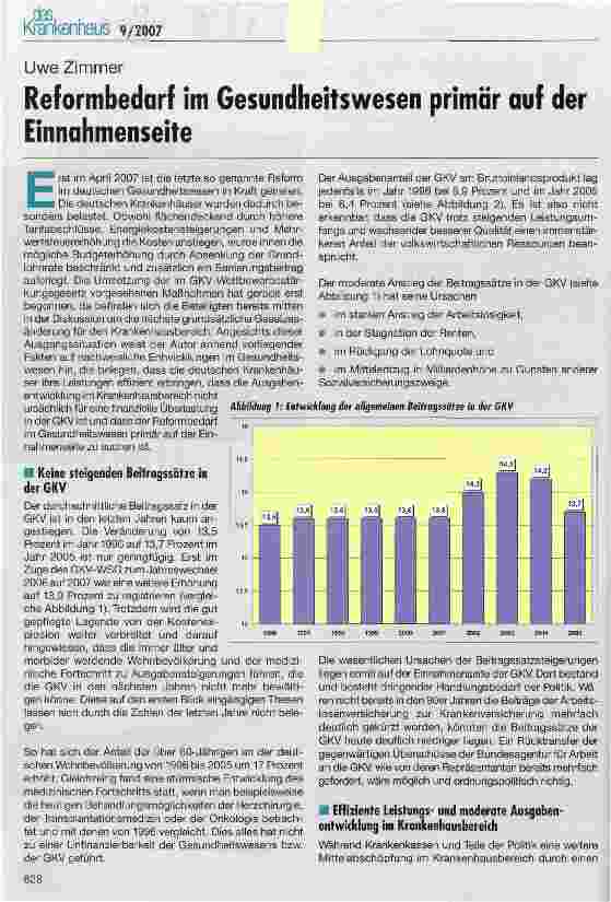 Vorschauseite 1: Reformbedarf im Gesundheitswesen primär auf der Einnahmenseite