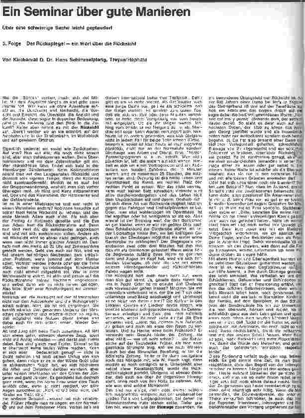 Vorschauseite 1: Ein Seminar über gute Manieren 5. Folge: Der Rückspiegel-ein Wort über die Rücksicht