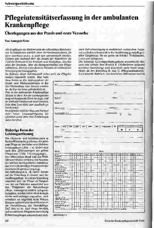 Vorschauseite 1: Pflegeintensitätserfassung in der ambulanten Krankenpflege Übelegungen aus der Praxis und erste Versuche