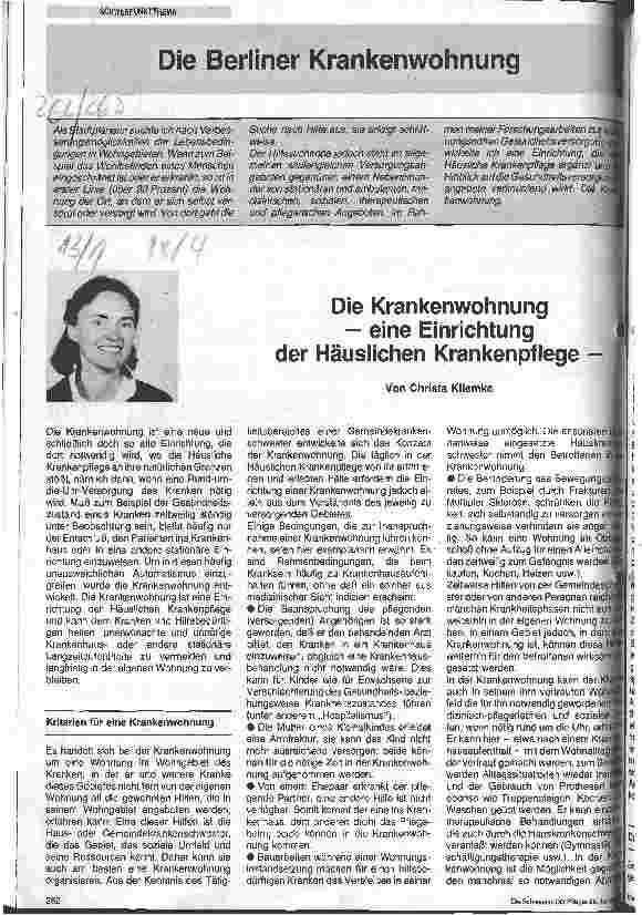 Vorschauseite 1: Die Krankenwohnung - eine Einrichtung der Häuslichen Krankenpflege