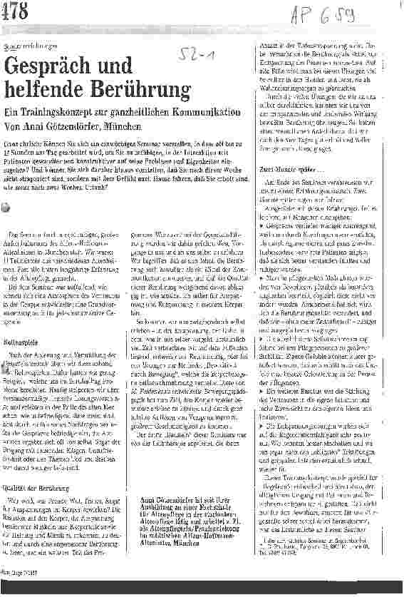 Vorschauseite 1: Gespräch und helfende Berührung / Ein Trainingskonzept zur Kommunikation
