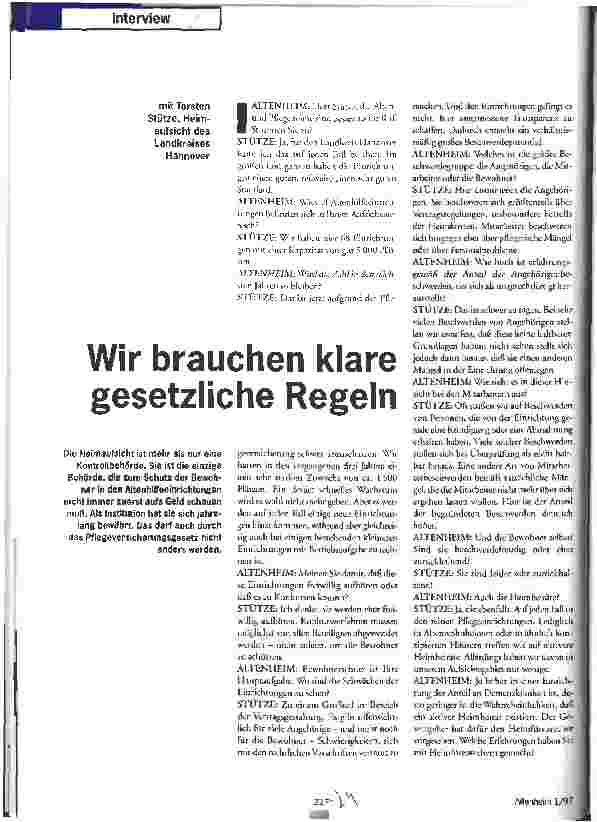 Vorschauseite 1: Wir brauchen klare gesetzliche Regeln
