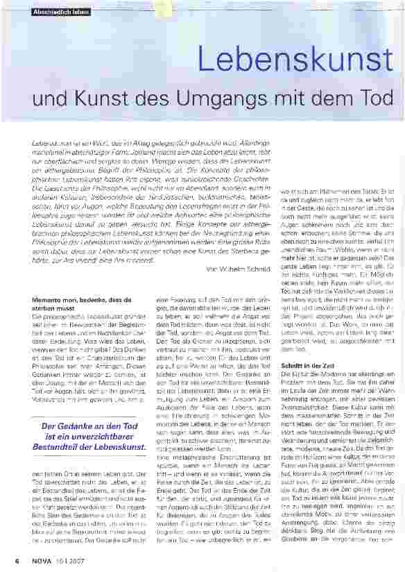 Vorschauseite 1: Lebenskunst und Kunst des Umgangs mit dem Tod