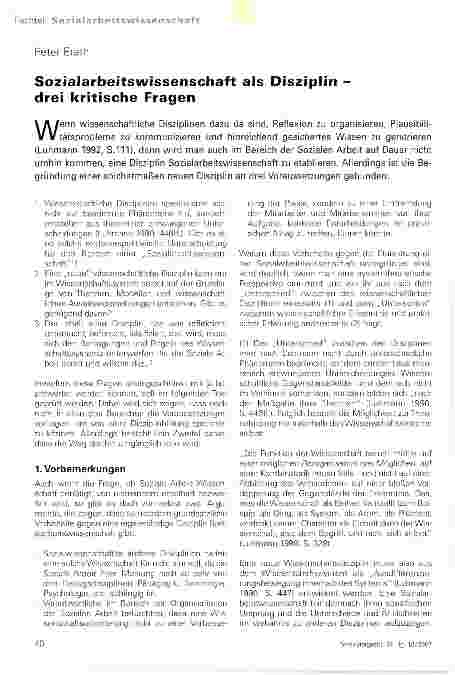 Vorschauseite 1: Sozialarbeitswissenschaft als Disziplin -drei kritische Fragen
