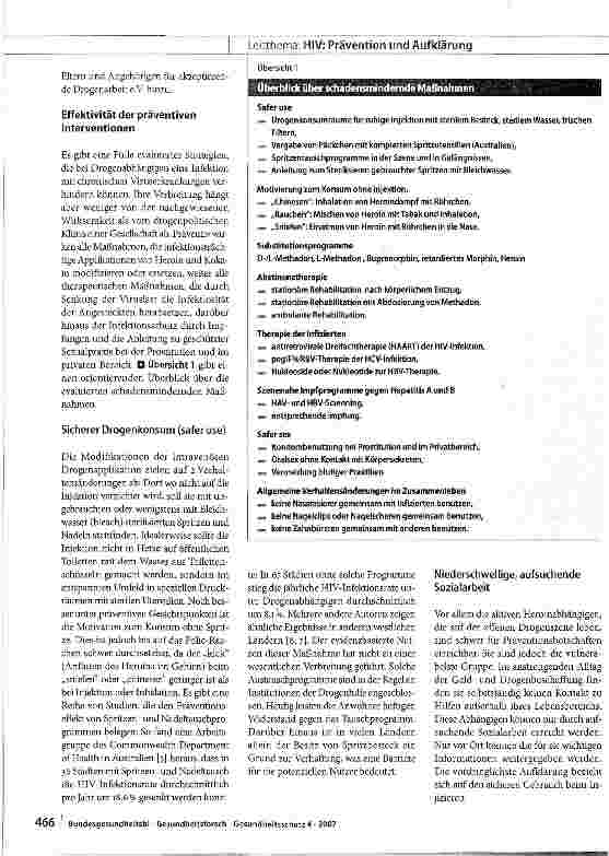 Vorschauseite 2: HIV-Prävention bei Drogenkonsumenten