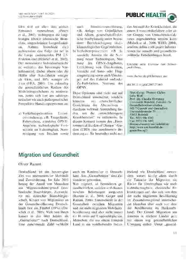 Vorschauseite 3: Mobilität Umwelt Gesundheit - Wirkungszusammenhänge und Interventionsmöglichkeiten