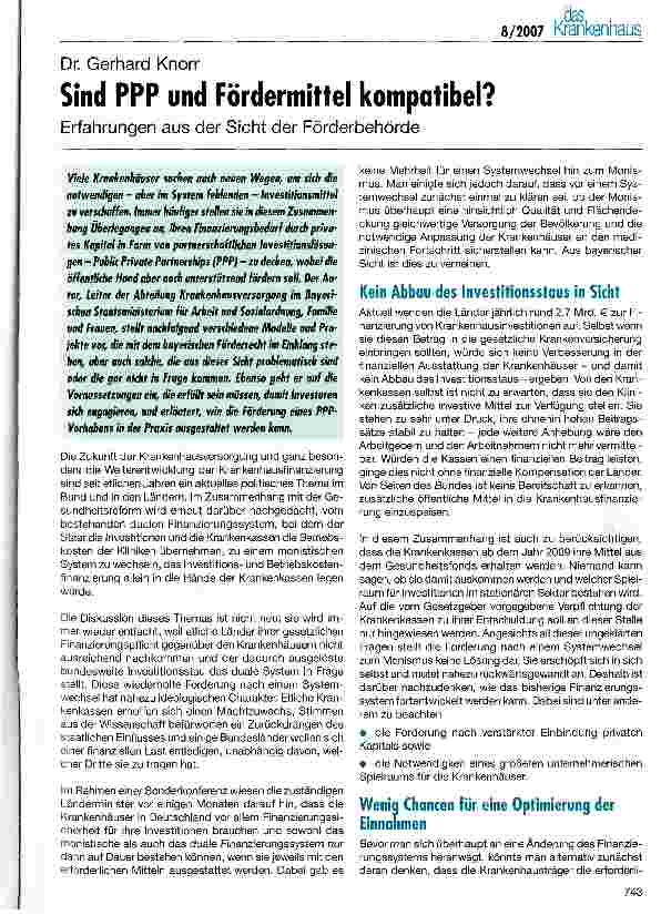 Vorschauseite 1: Sind PPP und Fördermittel kompatibel?