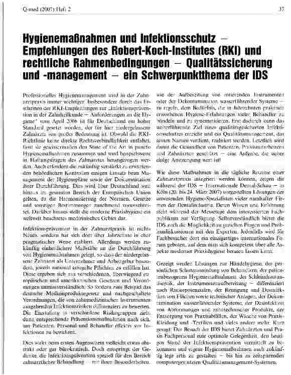 Vorschauseite 1: Hygienemaßnahmen und Infektionsschutz -Empfehlungen des Robert-Koch-Institutes (RKI) und rechtliche Rahmenbedingungen - Qualitätssicherung und -management - ein Schwerpunktthema d…