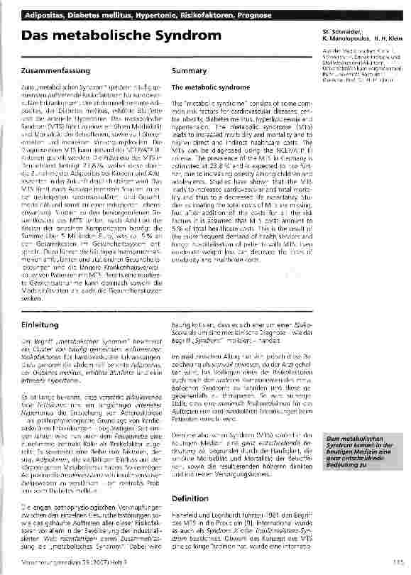 Vorschauseite 1: Das metabolische Syndrom