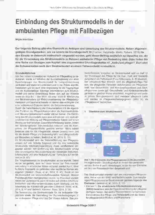 Vorschauseite 1: Einbindung des Strukturmodells in der ambulanten Pflege mit Fallbezügen