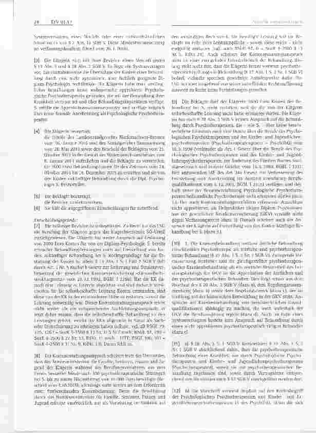 Vorschauseite 2: Krankenversicherungsrecht Erstattung von Kosten einer Psychotherapie
