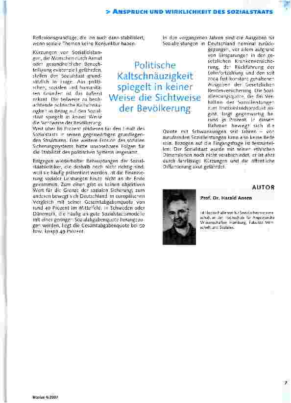 Vorschauseite 5: Sozialstaat ade, Ethik passe?