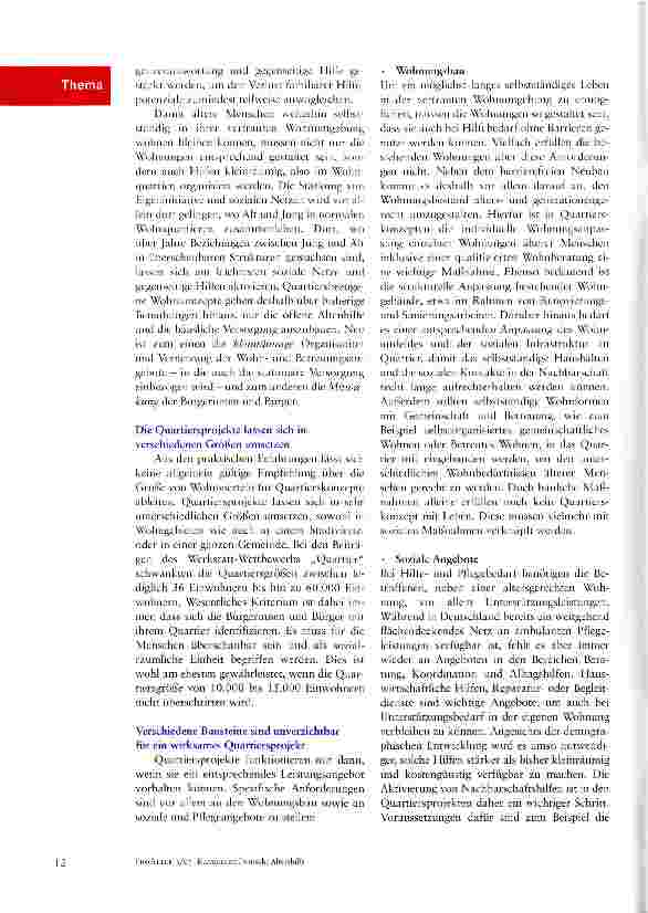 Vorschauseite 2: Quartiersbezogene Wohnkonzepte -ein zukunftweisendes Wohnmodell