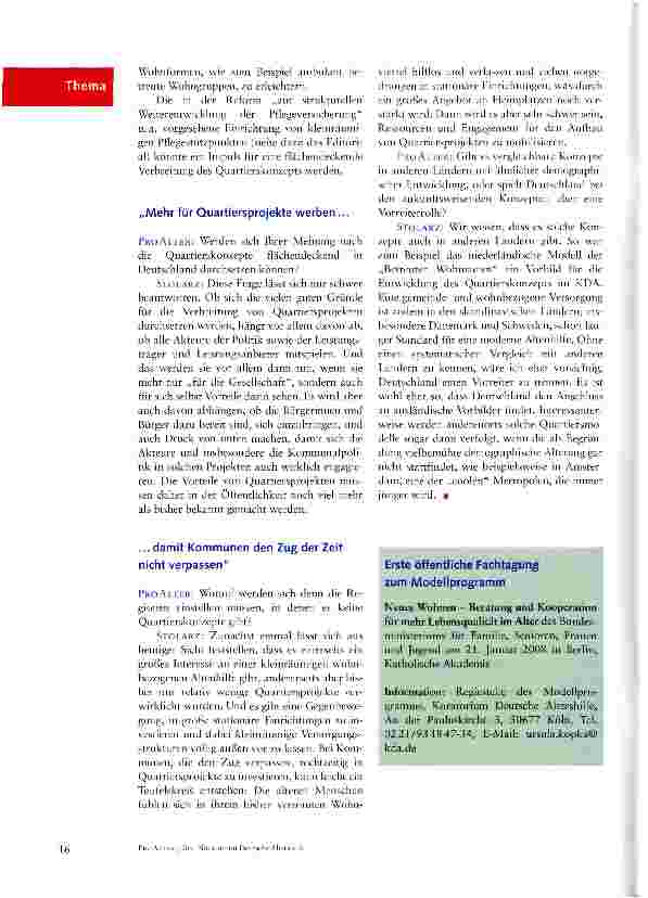 Vorschauseite 6: Quartiersbezogene Wohnkonzepte -ein zukunftweisendes Wohnmodell
