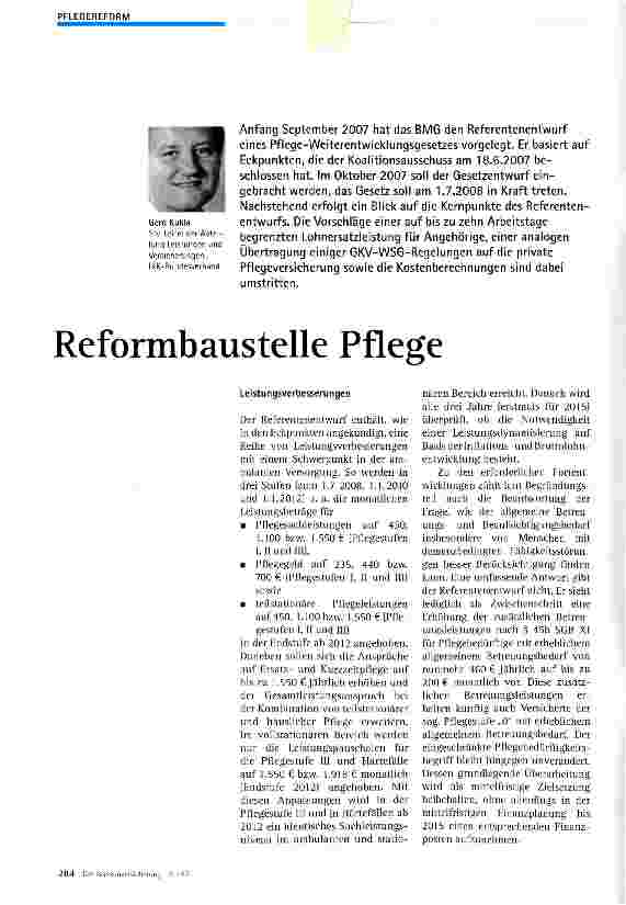 Vorschauseite 1: Reformbaustelle Pflege