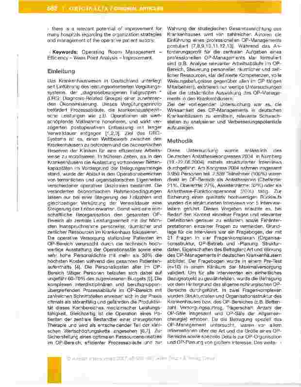 Vorschauseite 2: Wirksamkeit, Schwachstellenanalyse und Verbesserungspotentiale des OP-Managements im Krankenhaus
