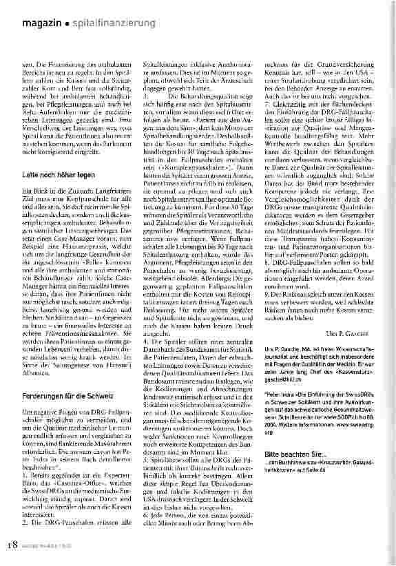 Vorschauseite 3: DRG-Fallpauschalen für Spitäler