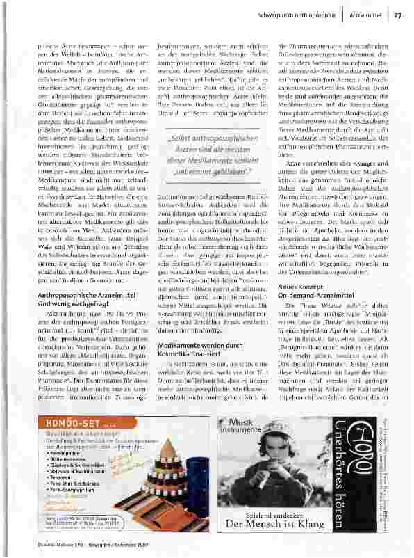 Vorschauseite 2: Anthroposophische Pharmazie in der Krise?