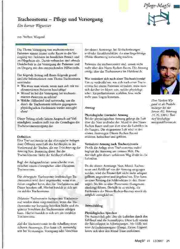 Vorschauseite 1: Tracheostoma - Pflege und Versorgung
