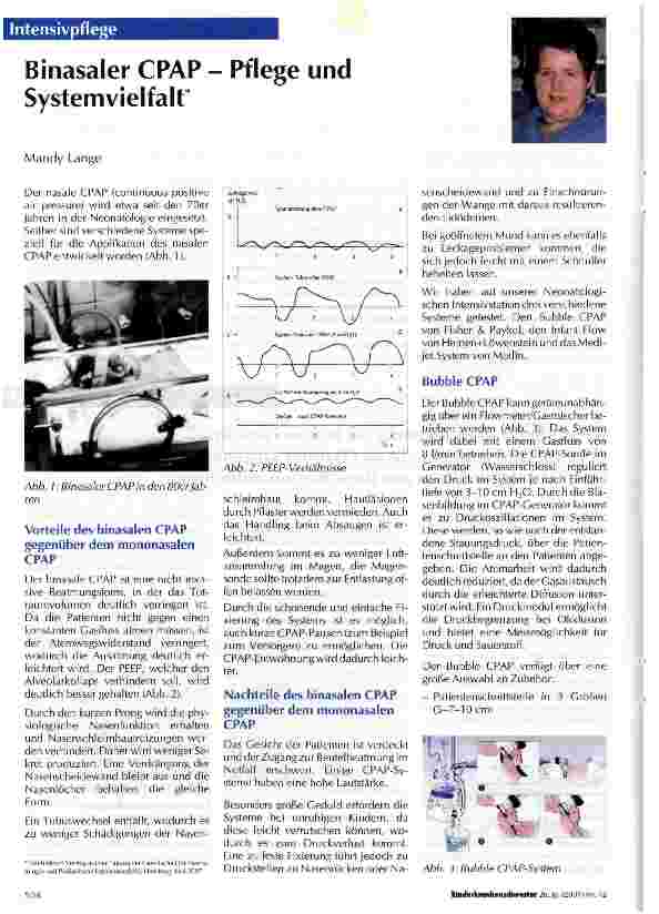 Vorschauseite 1: Binasaler CPAP - Pflege und Systemvielfalf