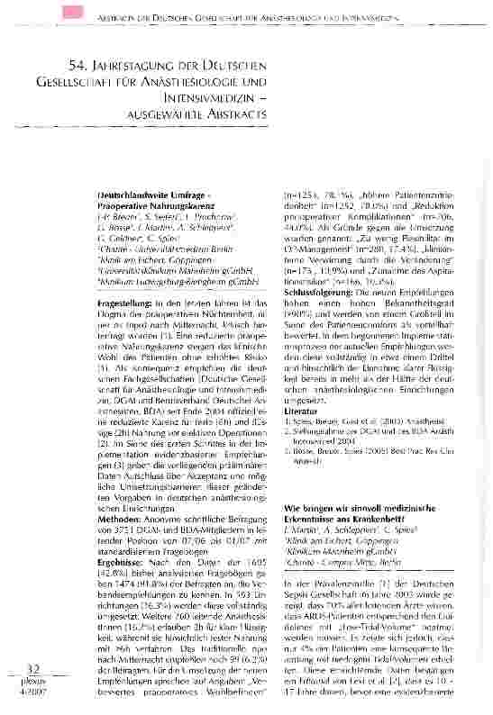 Vorschauseite 1: 54. Jahrestag der deutschen Gesellschaft für Anästhesiologie und Intensivmedizin.