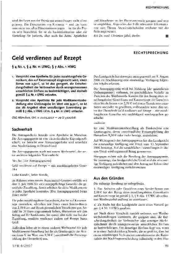 Vorschauseite 1: Geld verdienen auf Rezept