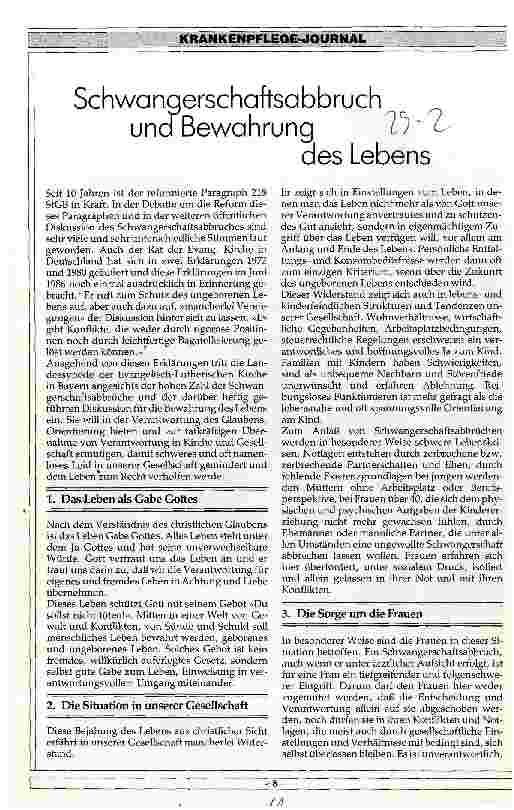 Vorschauseite 1: Schwangerschaftsabbruch und Bewahrung des Lebens