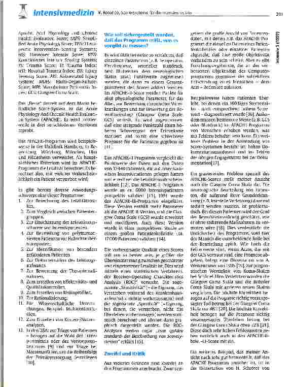 Vorschauseite 2: Score-Systeme für die Intensivmedizin Überwindung der Subjektivität des Arztes durch objektive Entscheidungen eines Computerprogramms?
