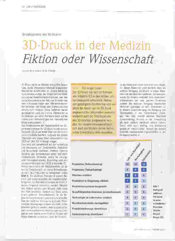 Vorschauseite 1: 3D-Druck in der Medizin