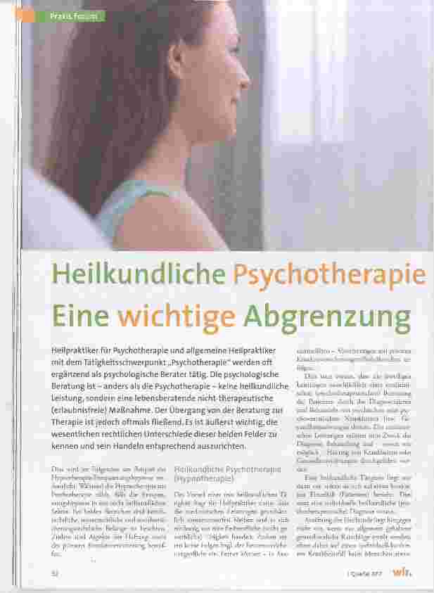 Vorschauseite 1: Heilkundliche Psychotherapie Eine wichtige Abgrenzung und psychologische Beratung
