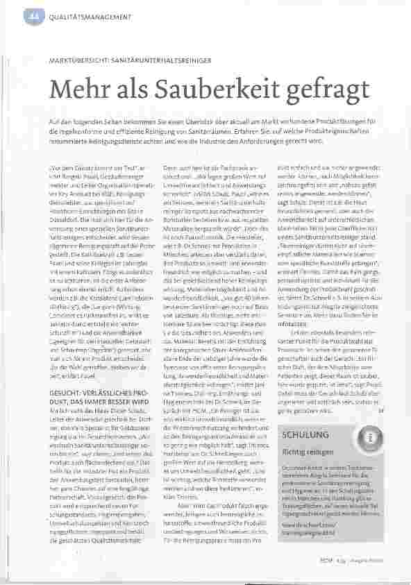 Vorschauseite 1: Mehr als Sauberkeit gefragt