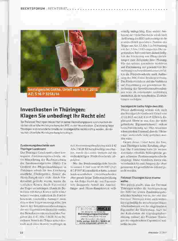 Vorschauseite 1: Investkosten in Thüringen: Klagen Sie unbedingt Ihr Recht ein!