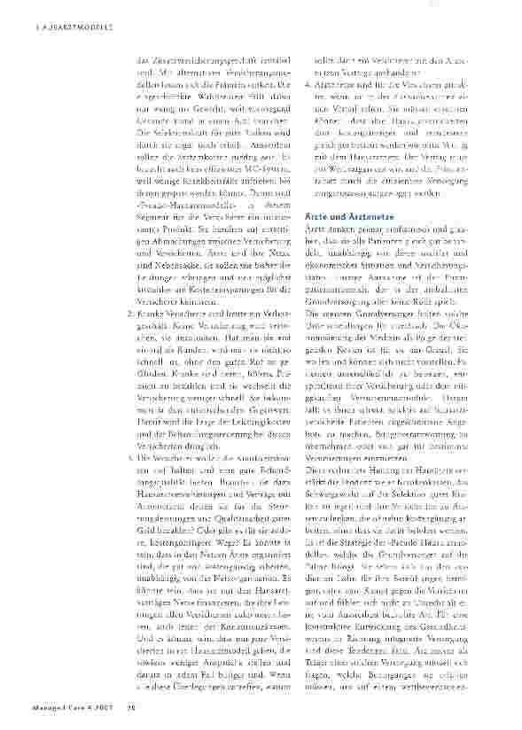 Vorschauseite 2: Ärztenetze und Versichererein kompliziertes Verhältnis