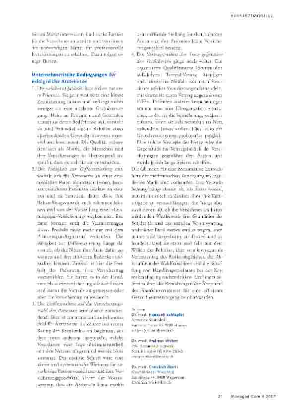 Vorschauseite 3: Ärztenetze und Versichererein kompliziertes Verhältnis