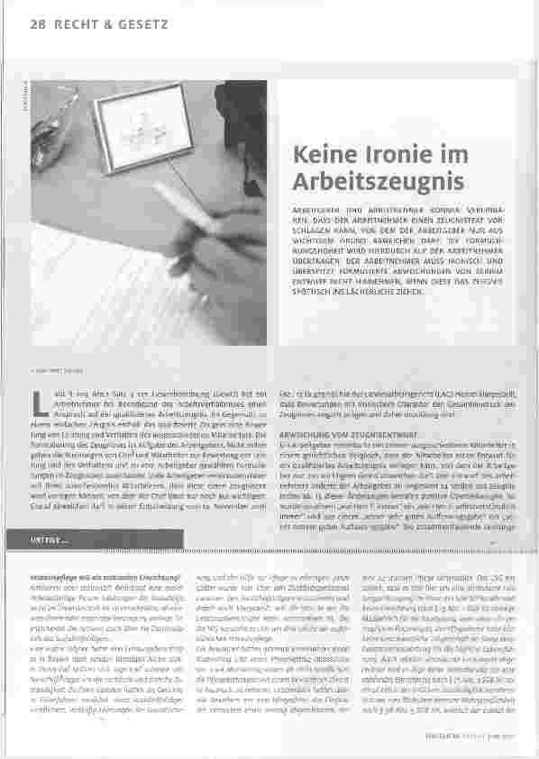 Vorschauseite 1: Keine Ironie im Arbeitszeugnis