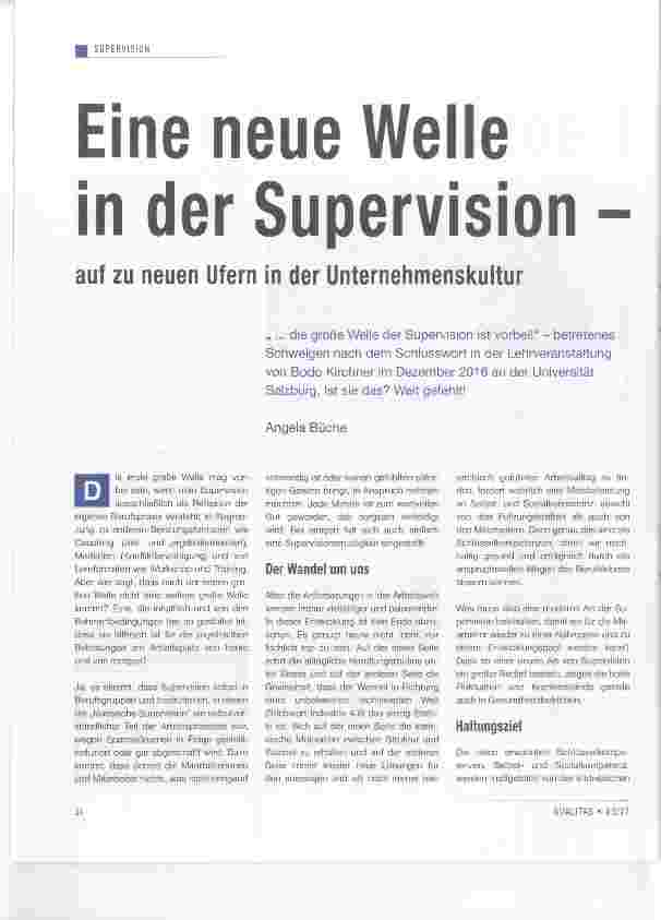 Vorschauseite 1: Eine neue Welle in der Supervision