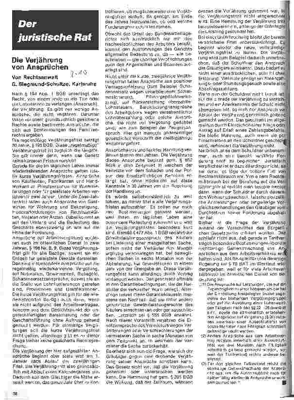 Vorschauseite 1: Die Verjährung von Ansprüchen